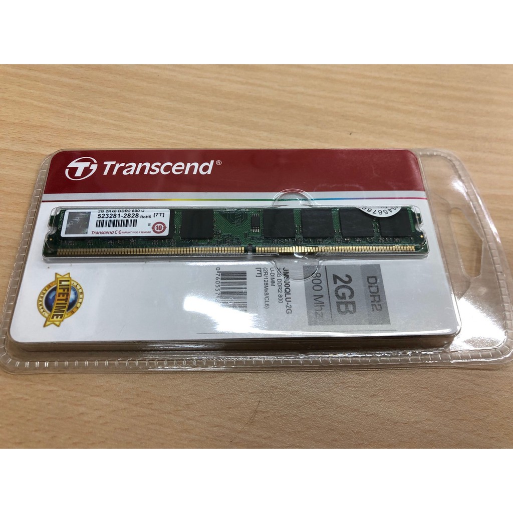 Barrette Mémoire RAM Transcend JetRam DDR2 800 MHz 1 Go DIMM - Compatible PC De Bureau, 240 Broches