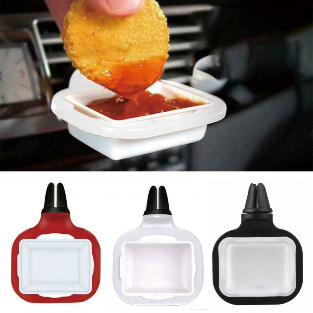 2pcs車載醬汁架 番茄醬薯條調料盒汽車出風口夾式醬料盒蘸醬