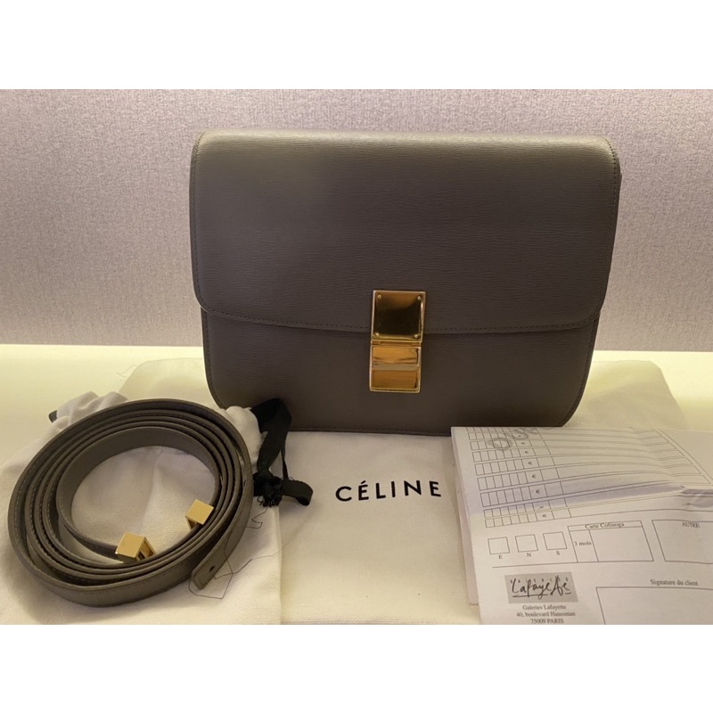 Celine Classic box 大象灰水波紋金釦 保證真品 附巴黎購證