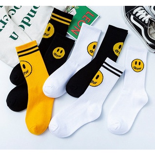 笑臉襪 襪子男女中筒襪 可愛drew網紅街頭運動彩色大笑臉笑臉襪子