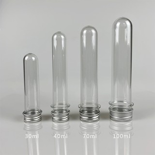 [采庭生活館]30ml/40ml/100ml銀鋁蓋塑膠試管 PET塑膠瓶 面膜糖果乾燥花透明包裝瓶