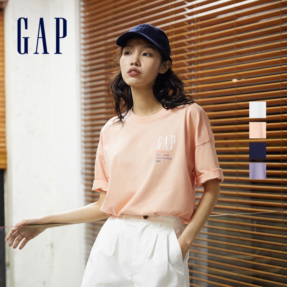 Gap 男女同款 Logo短袖T恤 厚磅密織親膚系列-多色可選(809026)
