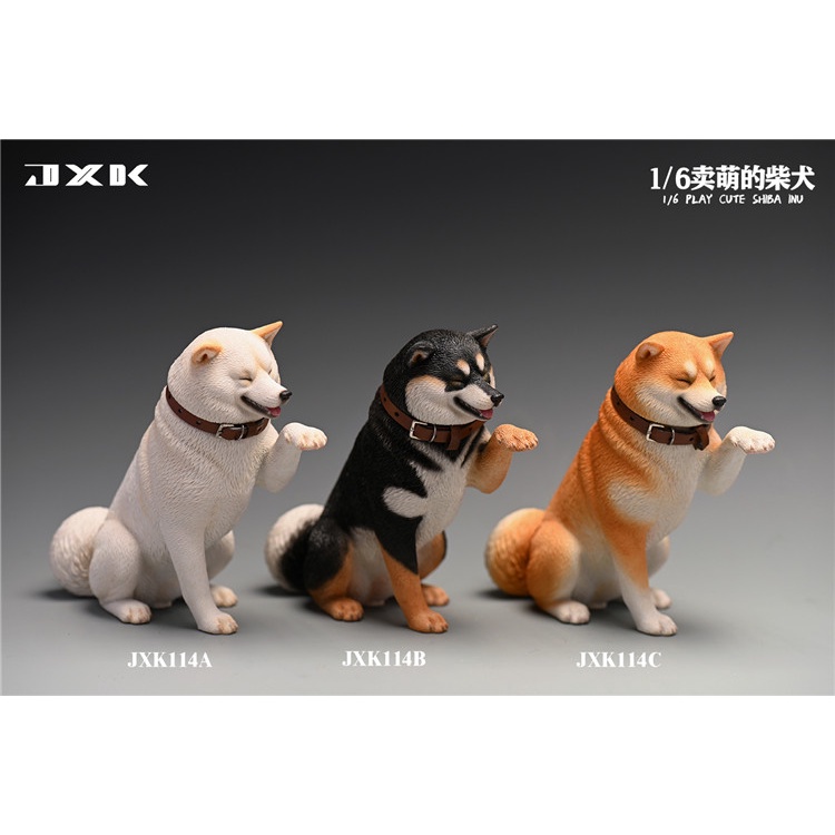 【那間模型】JXK 1:6 賣萌的 雙頭雕 柴犬 柴柴 黑柴 白柴 型 公仔 玩偶 寵物 生日禮物 JXK114