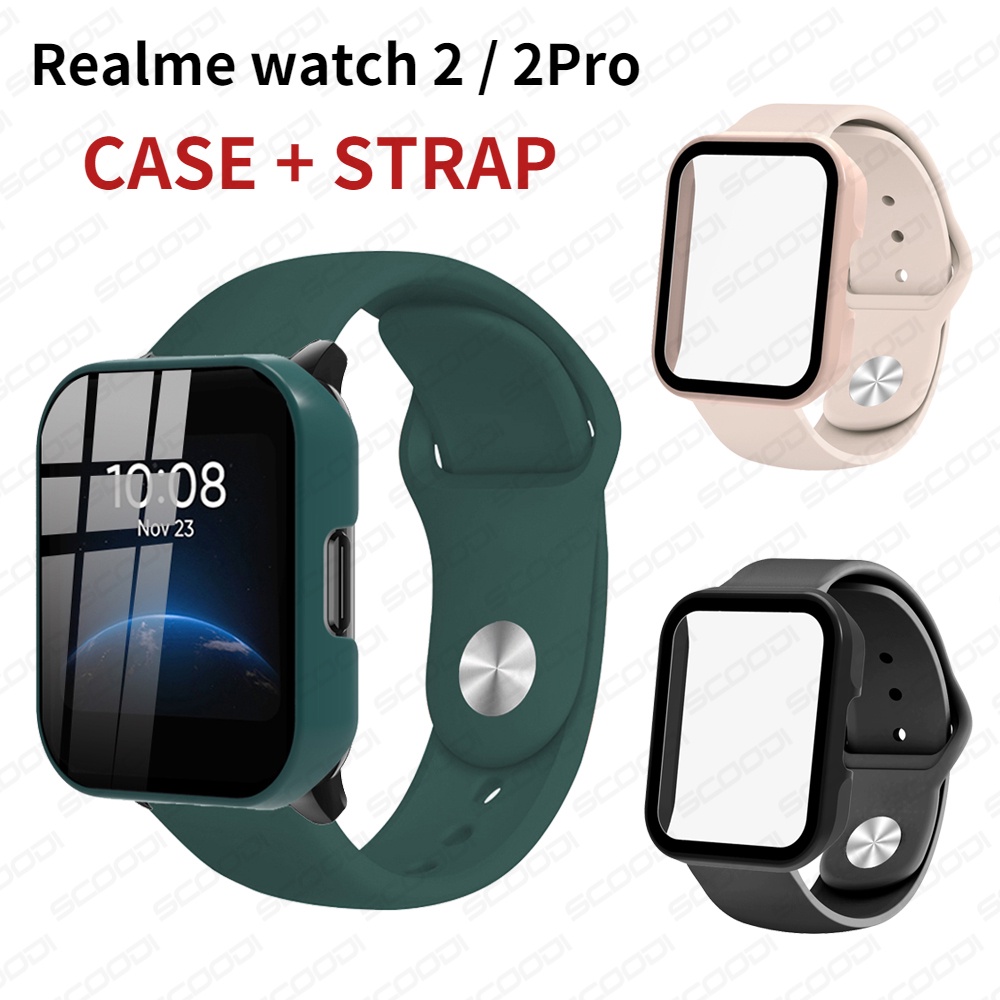 2 合 1 錶帶帶玻璃保護殼,適用於 Realme Watch 2/2 Pro / Realme 3/3 Pro 智能手