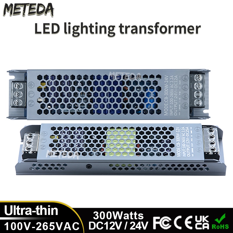 超薄led電源 DC 12V 24V 照明變壓器 300W LED驅動電源適配器 LED燈條廣告燈箱 LED驅動