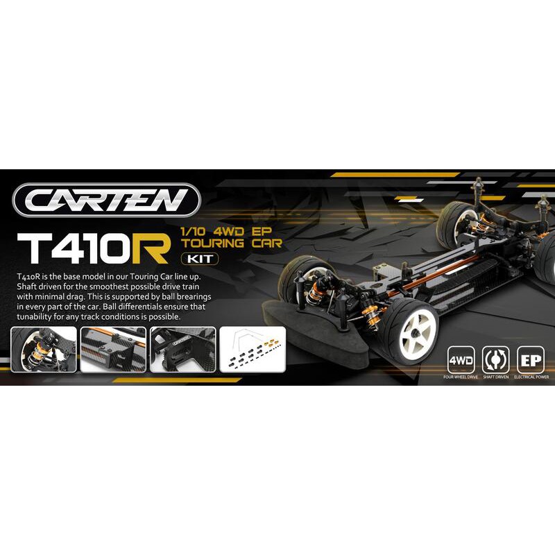 **RC小舖**現貨  Carten 凱登T410R 1/10 電動競速房車KIT(空車版)