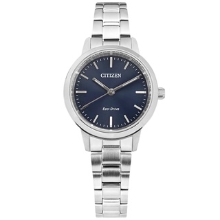 CITIZEN / 光動能 優雅迷人 礦石強化玻璃 不鏽鋼手錶 藍色 / EM0930-58L / 27mm