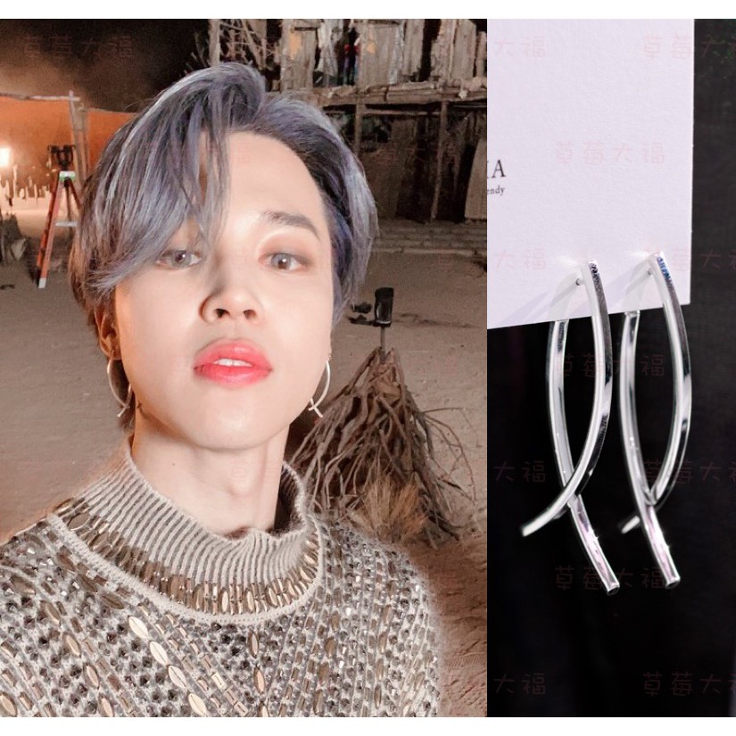 草莓大福 🍓【現貨】 ASMAMA 智旻同款交叉純銀耳環 朴智旻 智旻 JIMIN 925銀 交叉 耳環 레이로