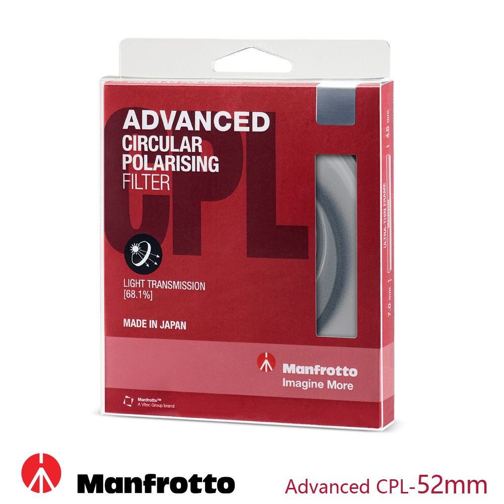 Manfrotto  62MM CPL鏡 Advanced濾鏡系列 濾鏡透光率高達68.1％ 偏光鏡《2魔攝影》