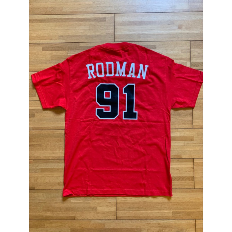【Rodman #91 經典紅短袖T-Shirt L號】  100 % 全新無吊牌 Adidas NBA球衣