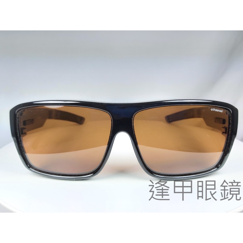 『逢甲眼鏡』Polaroid  全新正品 太陽眼鏡套鏡 黑色粗框 茶色偏光鏡面 【PLD 9001/S D28】