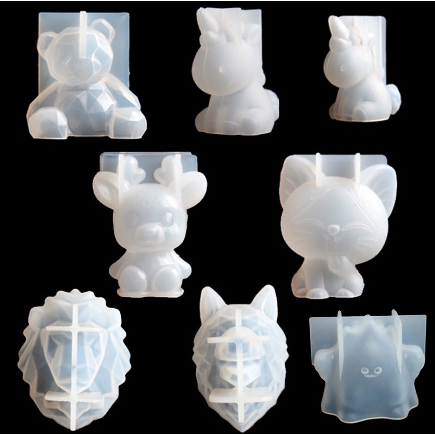 透明獨角獸矽膠環氧樹脂模具幾何熊兔模具動物香薰蠟燭製作造型裝飾工具