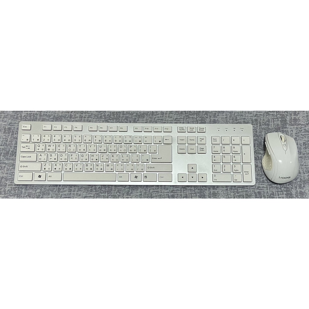 ［二手] irocks K01RP 2.4G無線鍵盤滑鼠組-銀色