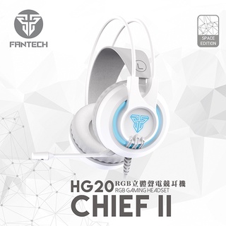 【FANTECH HG20白色】RGB立體聲電競耳機 50mm大單體/立體音效/大耳罩/懸浮式頭帶/降噪麥克風