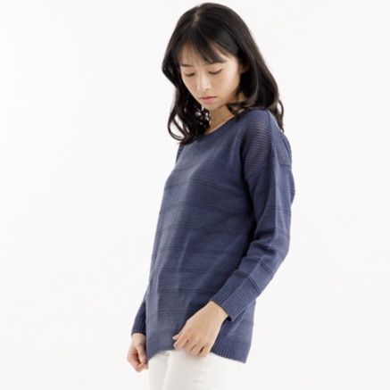 O-LIWAY 台灣製MIT 圓領織紋變化針織毛衣