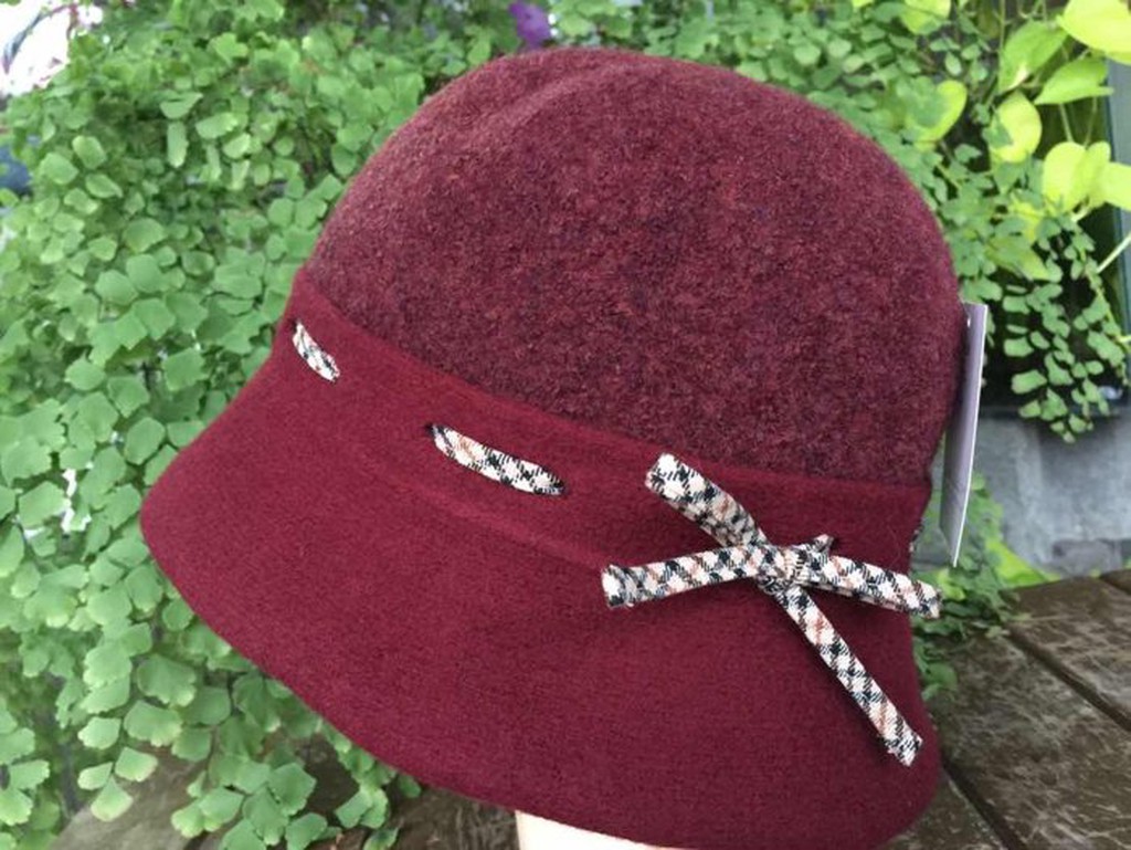 日本製 DAKS 100%毛 抗寒 保暖 蝴蝶結款式 毛帽 漁夫帽 帽子-紅色 Ｍ號
