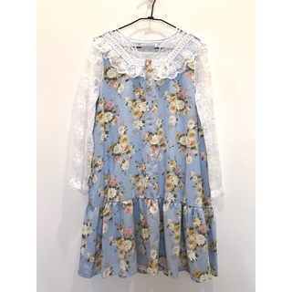 ‼️全新‼️韓版 甜美公主風雪紡拼接刺繡蕾絲小洋裝👗 玫瑰花🌹宮廷公主風👸甜美款 日常 約會 婚禮 孕期 穿搭