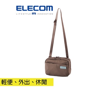 【日本ELECOM】 off toco帆布多能側揹包OF03 咖 輕旅行 休閒輕便