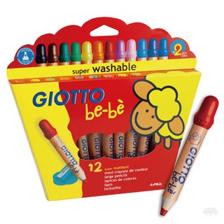 【義大利 GIOTTO】可洗式寶寶木質蠟筆(12色) 附贈原廠削筆器