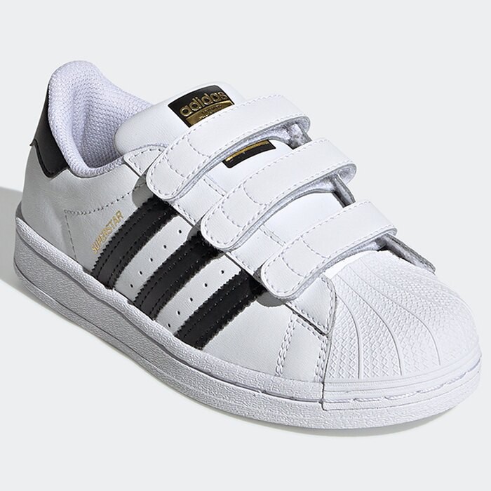 Adidas SUPERSTAR 童鞋 中童 休閒 金標 魔鬼氈 白EF4838