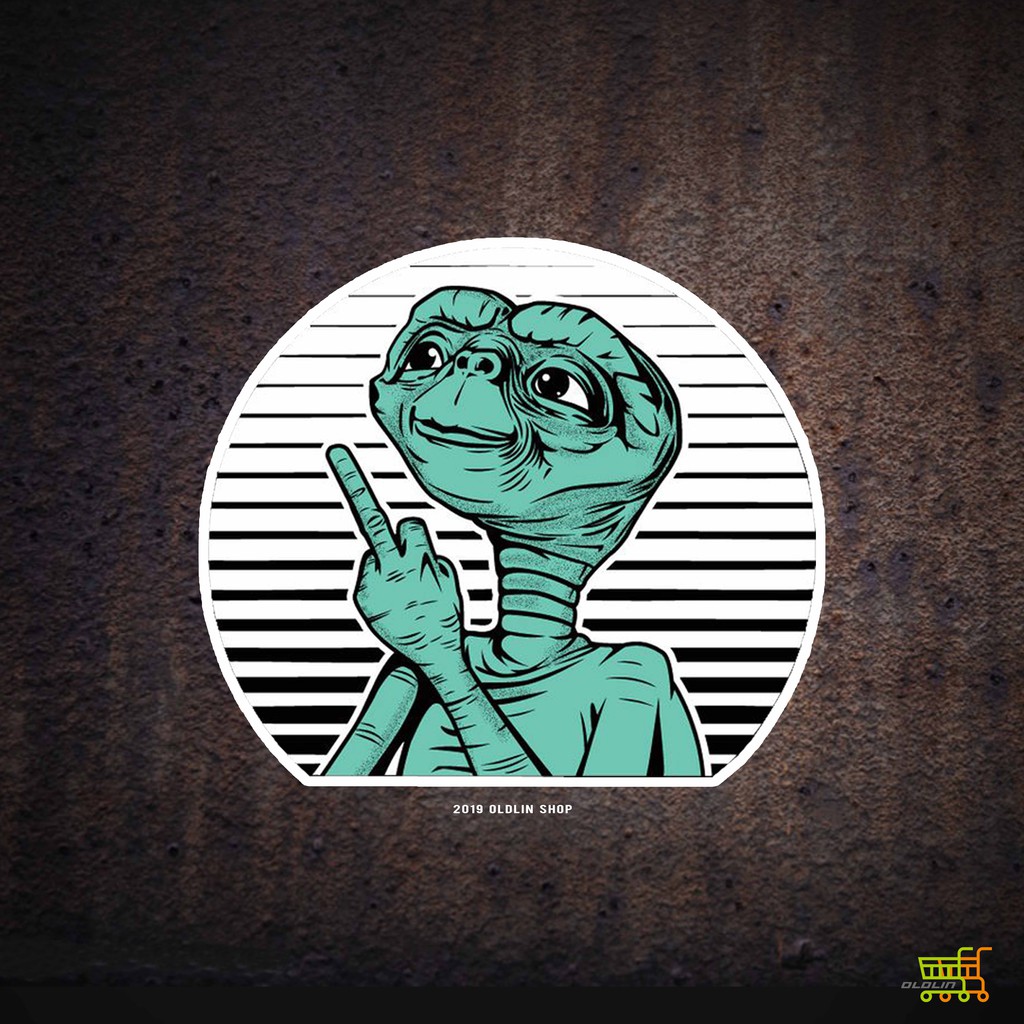 Et中指外星人 Oldlin貼紙pvc防水霧面潮流筆電行李箱安全帽 蝦皮購物