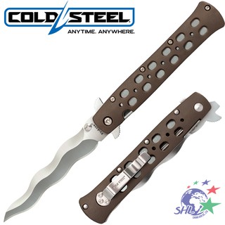 Cold Steel Kris Ti-Lite 4吋狼棕柄蛇形全刃折刀 / 26SK4【詮國】