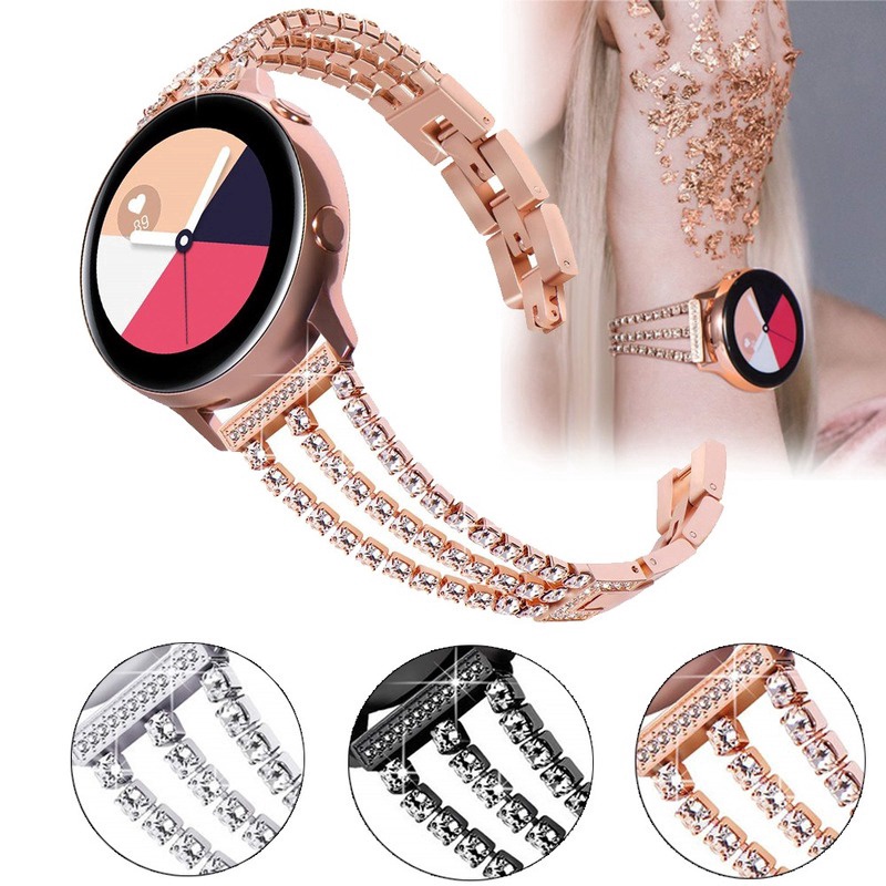 三星 Galaxy Watch 6 5 5Pro 4 Classic 3 錶帶 20mm 22mm 快拆 金屬 水晶鑽