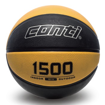 便宜運動器材 CONTI B1500-7-YBK 高觸感雙色橡膠籃球(7號球) 黑/黃  另販售多樣運動商品