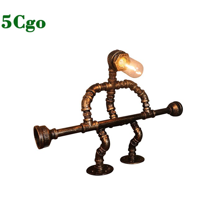 5Cgo復古工業風loft燈飾創意朋克生日禮物咖啡酒吧水管機器人檯燈擺件機械感思想者設計師燈具t612548465397