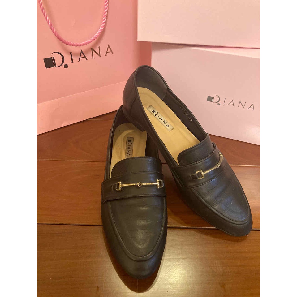 (8成新)日本購入DIANA 黑色平底鞋 樂福鞋 日本製 25cm