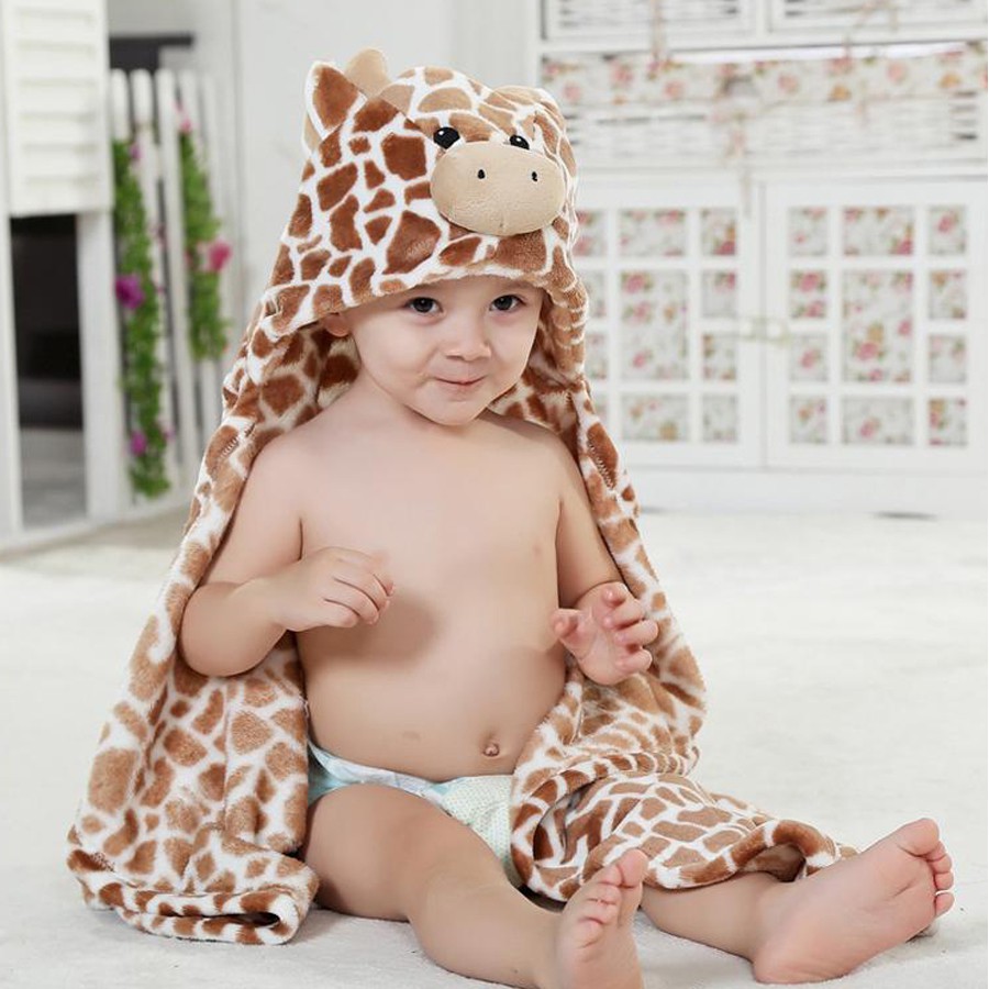長頸鹿獅子形嬰兒連帽浴袍柔軟嬰兒新生兒浴巾毯
