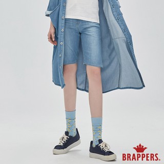 BRAPPERS 女款 Boy Friend系列-中腰微彈性五分褲-淺藍