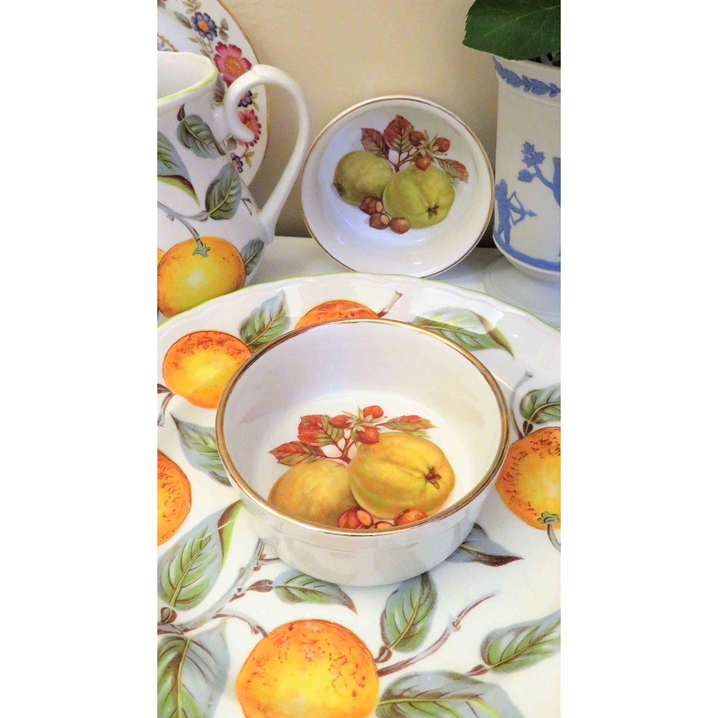 紫丁香歐陸古物雜貨♥ 英1960~70年代 Dartmouth 水果圖案果醬.奶油.前菜小菜碟一個
