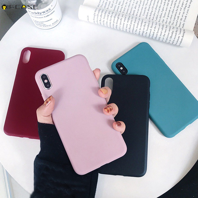 Iphone 7 8 6 6s Plus手機殼糖果色七彩素色磨砂清新簡約可愛純色軟矽膠TPU手機殼保護套