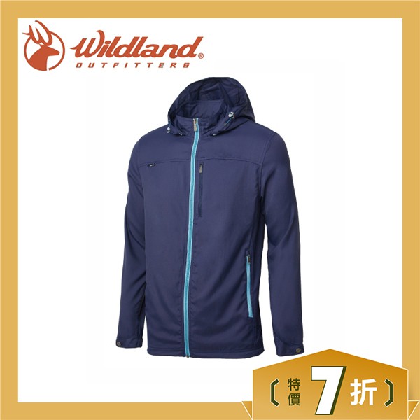 【Wildland 荒野 男 彈性抗UV輕薄外套《深藍》】0A61902-72/彈性透氣/抗UV/可拆帽/登山/悠遊山水