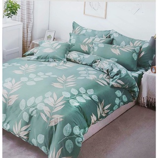 床包枕套組 綠葉 MIT台灣製 天鵝絨棉 床包 被套 薄床包 枕套 被子 鋪棉兩用被
