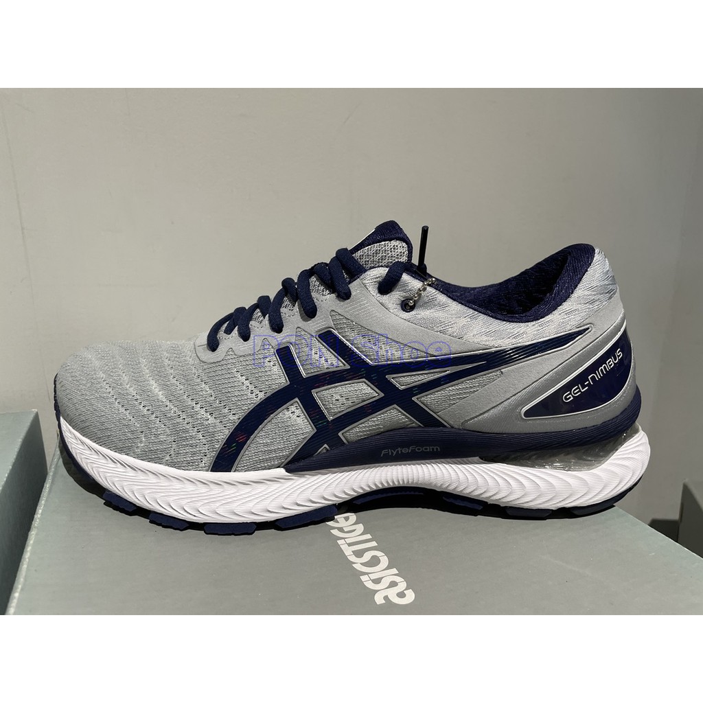 台灣公司貨 ASICS 亞瑟士 GEL NIMBUS 22 4E寬楦 緩衝型男跑鞋 灰 深藍 1011A682-025