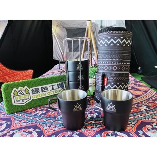 <<綠色工場台南館>> KAZMI KZM 不鏽鋼雙層馬克杯5入組(啞光黑) 水杯 茶杯 不鏽鋼杯 雙層杯 隔熱杯 露營