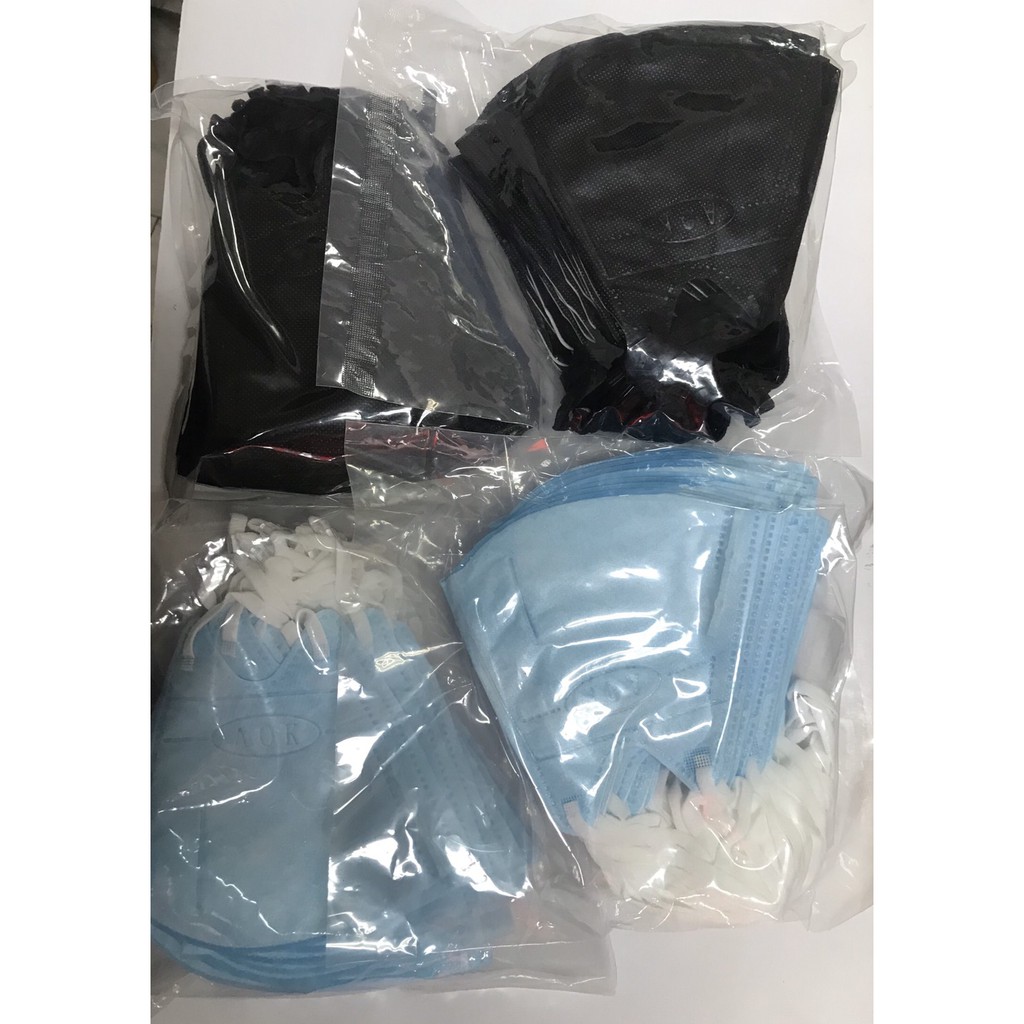 AOK 3D口罩 立體口罩 極少現貨 (藍色白耳袋/有耳扣)(黑色黑耳袋/有耳扣) S.M.L號 三層 袋裝 非盒裝