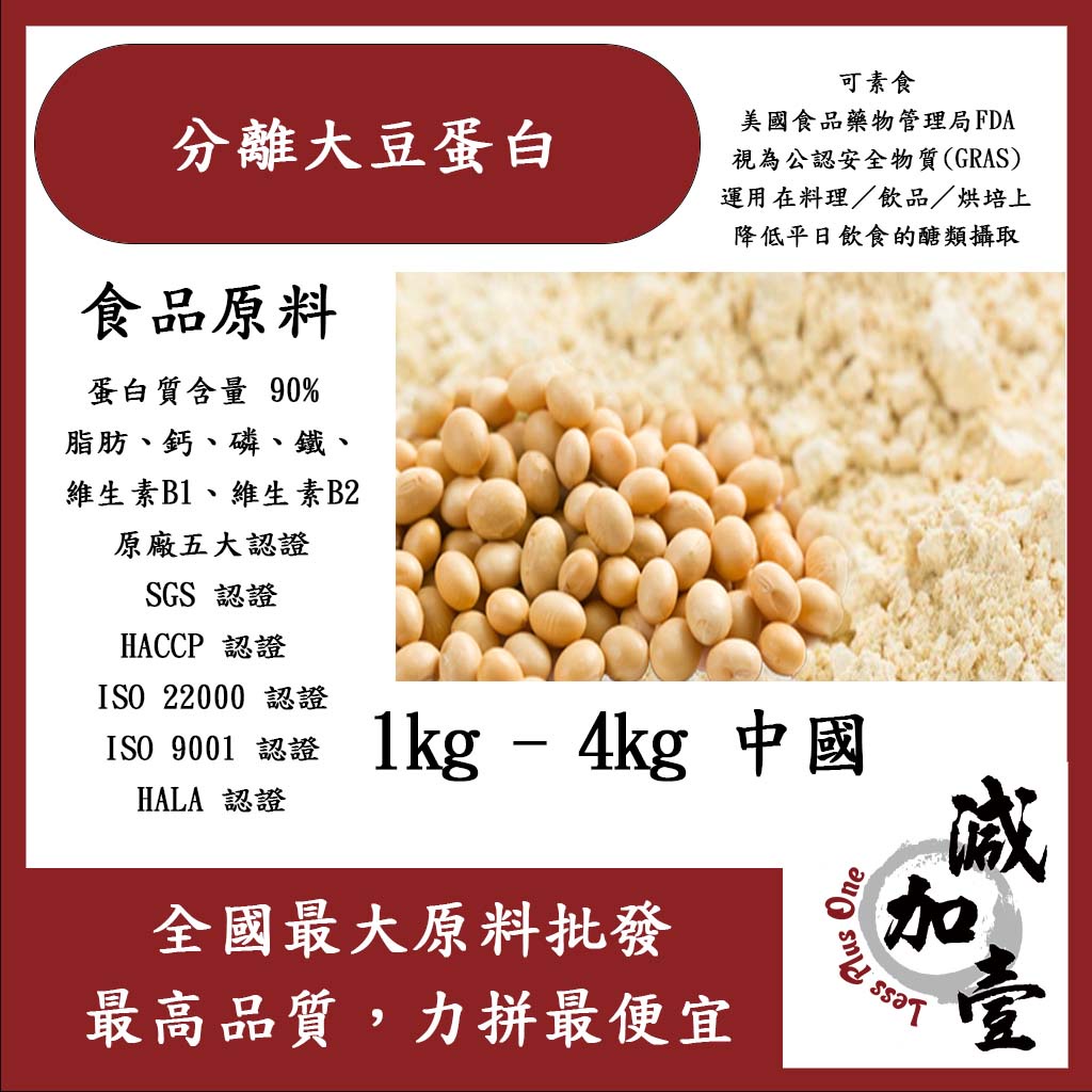 減加壹100 分離大豆蛋白粉中國1kg 4kg 食品原料健康食品高蛋白烘焙植物性蛋白素大豆蛋白非基改 蝦皮購物