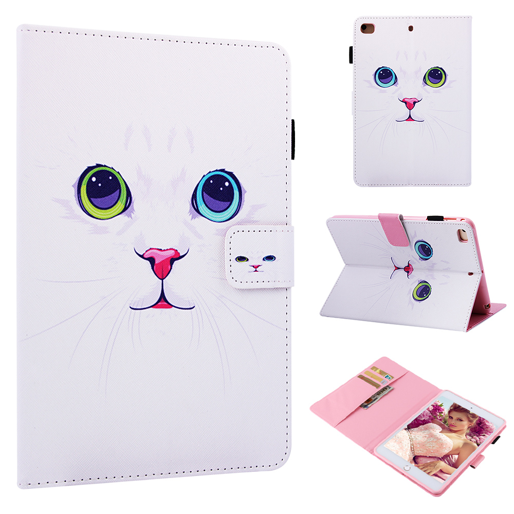 蘋果平板保護殼適用於pad Mini 1 Ipad Mini 2 3 Ipad Mini 4 5 白貓彩繪平板電腦保護殼 蝦皮購物