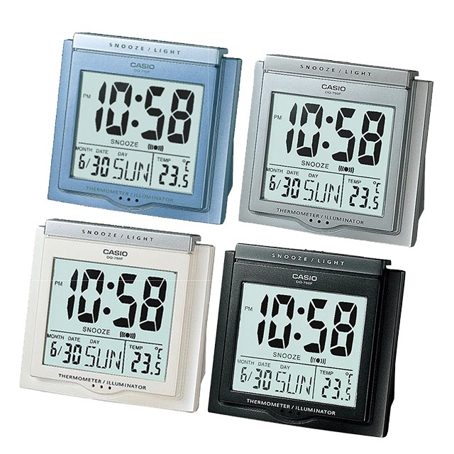 鬧鐘 CASIO卡西歐 DQ-750F 日本原裝電子貪睡鬧鐘 溫度計與日期 大字幕 超亮冷光附卡西歐保固一年
