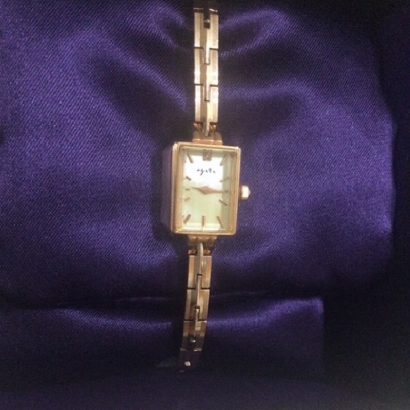 Agete 經典方塊錶 細緻耐用 罕見玫瑰金款 手錶 珠寶錶 正品 鑽石 鑲嵌 手表 女表