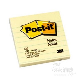 3M Post-it 利貼 可再貼橫格便條紙 型號:630, 黃色
