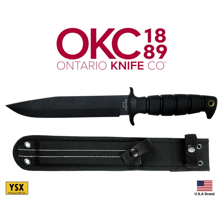 美國Ontario直刀SP-6 Fighting 1075高碳鋼附刀袋,美國製造【OKC8682】