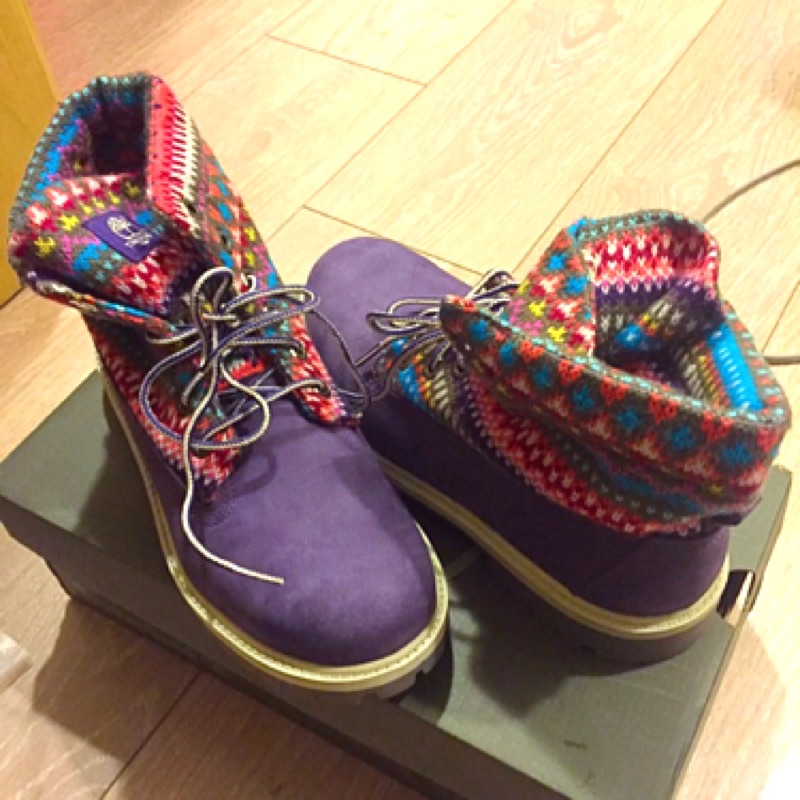 全新紫色聖誕Timberland短靴