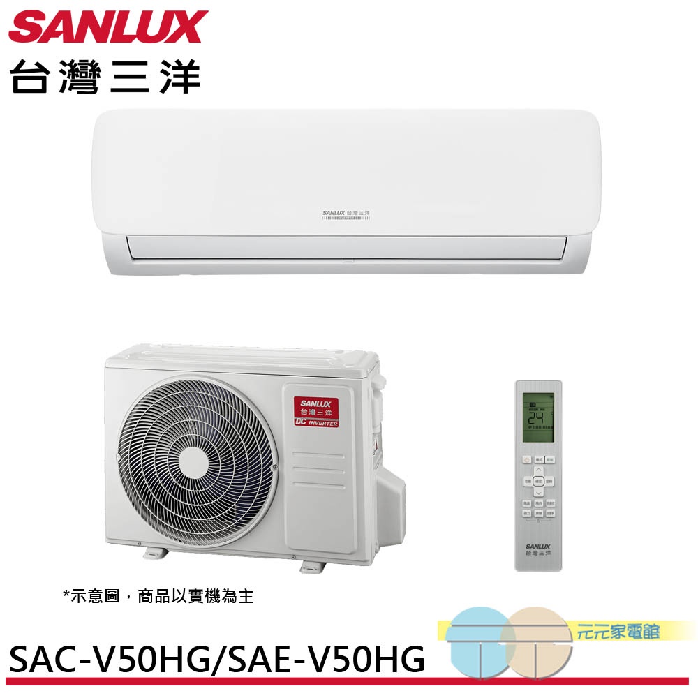 SANLUX 台灣三洋 7-9坪1級R32變頻一對一冷暖冷氣 空調 SAC-V50HG/SAE-V50HG