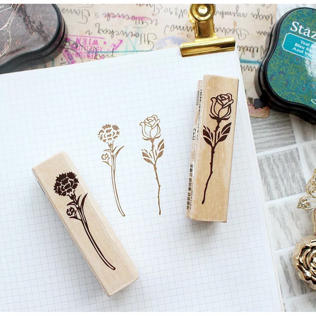 Ab Shoppp 玫瑰花木質印章玫瑰花印章 蝦皮購物