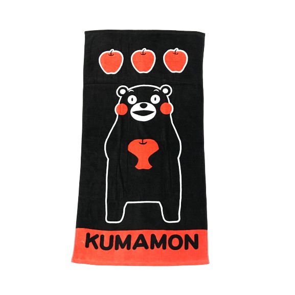 【KUMAMON】酷MA萌與紅蘋果-小浴巾 100%棉 60x110cm
