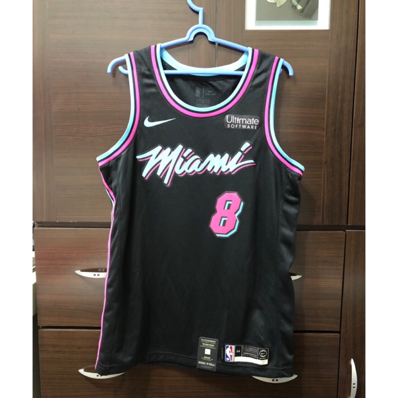 NIKE NBA 熱火 MIAMI HEAT JOHNSON 黑南灣 含贊助標 城市版球衣 M號